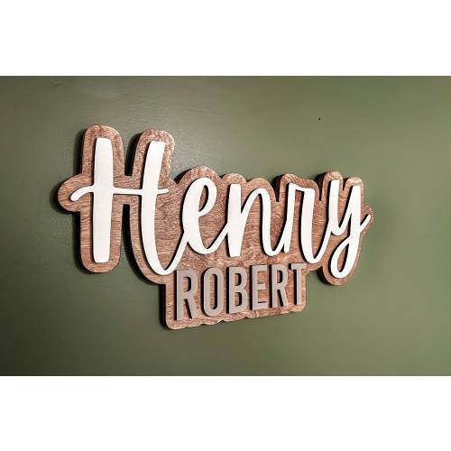 Starting at $19.99, Big Wood Name Sign, Layered Kids Name Sign, First and Middle Name Sign, Wood Name, Double Baby Name Sign, Nursery Name Sign for Wall