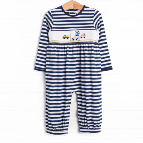 First Responder Rescue Smocked Romper, Navy – Stitchy Fish