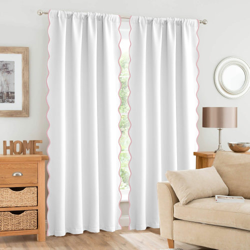 Winston Porter Ari Scallop Edge Window Curtains 52"W X 84"L X 2 Panel Set,Scallop Trim Drape Panel, Blackout Thermal Insulated, Decorative Drapes For Living Room, Bedroom & Reviews | Wayfair