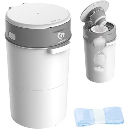 Bellababy Diaper Pail, Upgrade Baby Diaper Bin with Double Odor Locking, Includes 1 Refill (270 inches/pcs), Compact Design for Nursery