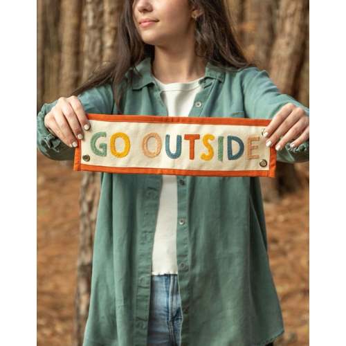 Rainbow Go Outside Embroidered Canvas Banner - 1canoe2