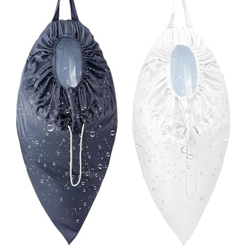 Tegeme 2 Pack Reusable Cloth Diaper Pail Liner Bags, Hangable Pail Liner with Strap, Reusable Laundry Bag Waterproof Pouch for Cloth Diaper, Laundry and Garbage, Grey & White