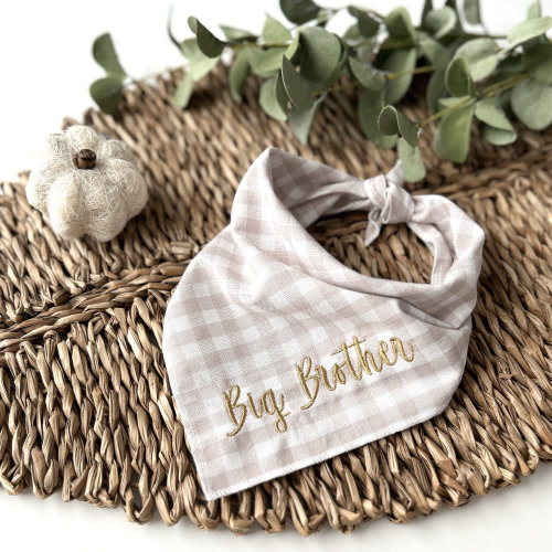 Personalized Big Brother Dog Bandana: Embroidered Pregnancy Announcement