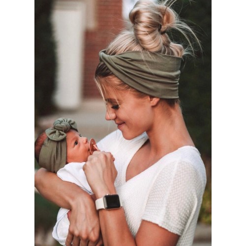 Sage : (Mommy & Me set) adult- BOHO twist; child - flat bow headband
