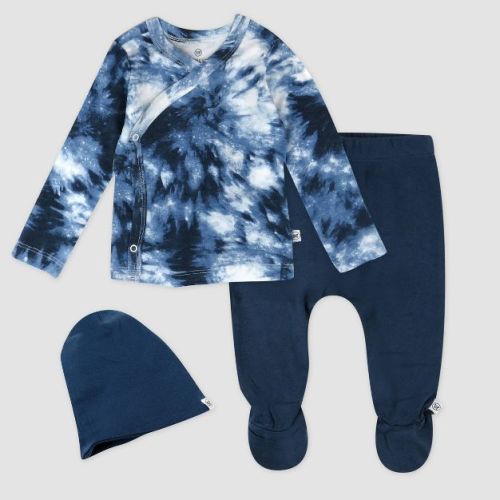 Honest Baby 3pc Top & Bottom Set with Beanie - Blue, Size: Newborn