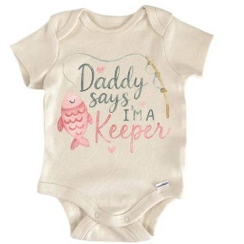 Daddy Girl Fishing Keeper Newborn Baby Bodysuit Natural 6-9 Months