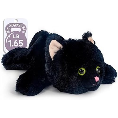 Marysun Microwavable Black Cat Stuffed Animal - Weighted Stuffed Animal Plush, Heating Pad, Cozy Gift for Girls|Women|Kids|Elder People, 9.8in, 1.65lb