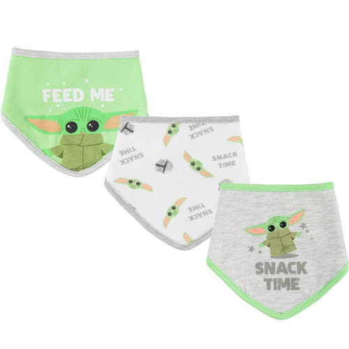 Star Wars Baby Boys Baby Yoda Bandana Bibs 3 Pack Set for Feeding, Teething, and Drooling (Green/White/Grey, 0-12 Months)