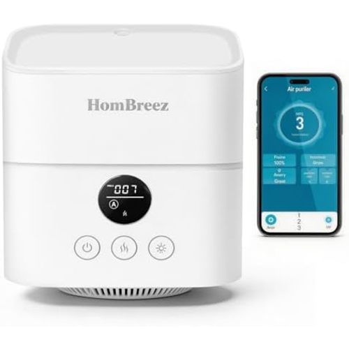 Air Purifier and Humidifier Combo for Bedroom, H13 True HEPA Filter, 1100ML Water Tank, Quiet Cool Mist Top Fill Essential Oil Diffuser for Baby, Pet Room, APP Control