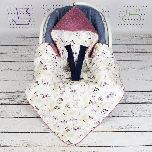 Boho Owls Car Seat Blanket – Hooded Travel Swaddle for Newborns & Infants