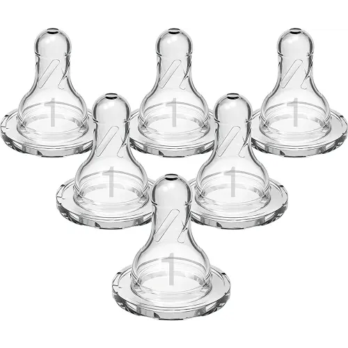 Dr. Brown’s Natural Flow Level 1 Narrow Baby Bottle Silicone Nipple, Slow Flow, 0m+, 100% Silicone Bottle Nipple, 6 Pack