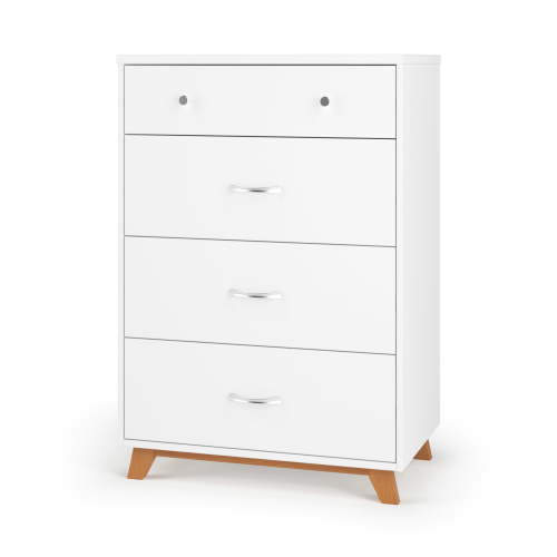 Child Craft Soho 42" Interlocking 4-Drawer Chest for Nursery or Bedroom, Tip-Resistant, Modern Style, White/Natural
