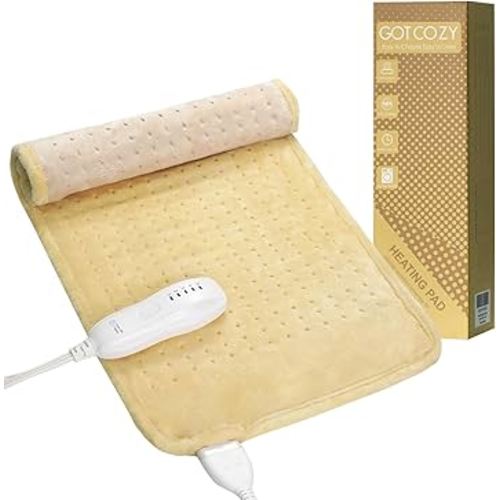 GOTCOZY Heating Pad for Back Pain Relief & Cramps,Electric Heating Pads for Neck and Shoulders with 2H-Auto Shut Off and 5 Heat Settings,Gifts for Mom Men 12''X24''(Yellow)
