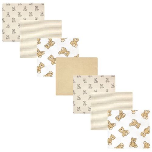 Hudson Baby Infant Boy Cotton Rich Flannel Receiving Blankets Bundle, Teddy Bears, One Size