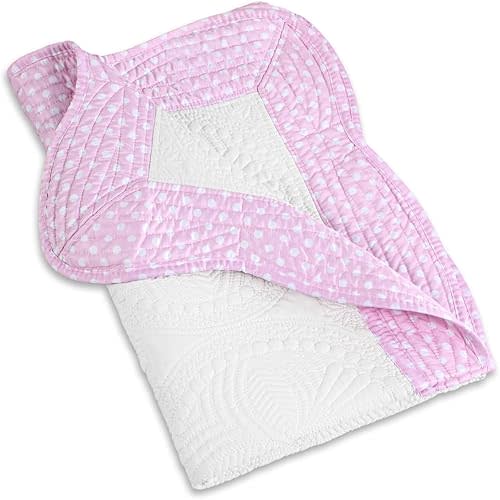 MONOBLANKS Baby Quilt Personlized Monogram Lightweight Embossed Scalloped Throw Blanket Four Seasons (Pink Polka Dots)