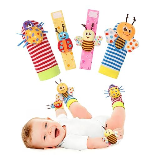 Bloobloomax Baby Rattles Toys for 0-12 Month, Infant Girl Boy Toys for Babies 3-6 Months, Newborn Hand & Foot Toys for 0 to 9 Months, Baby Shower Gifts Set with Wrist Rattle Socks