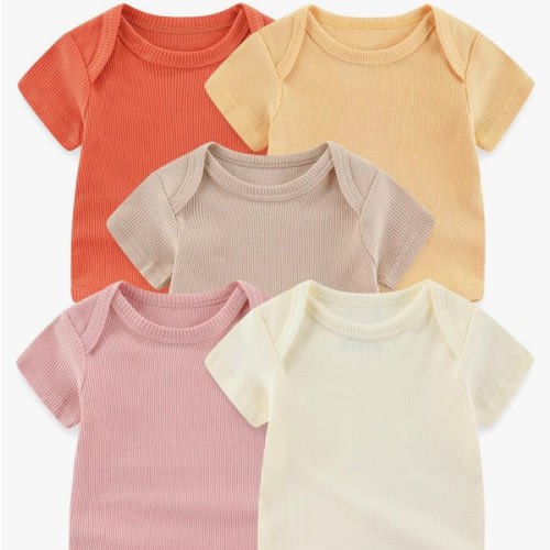 Baby Bodysuits Ribbed Mix Summer Newborn Boy Girl Clothes 5-pack