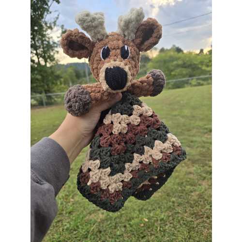 Handmade Crochet Woodland Deer Lovey Blanket Plushie