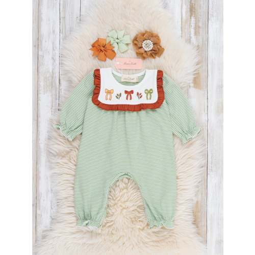 Sweet Bow Embroidered Ruffle Romper