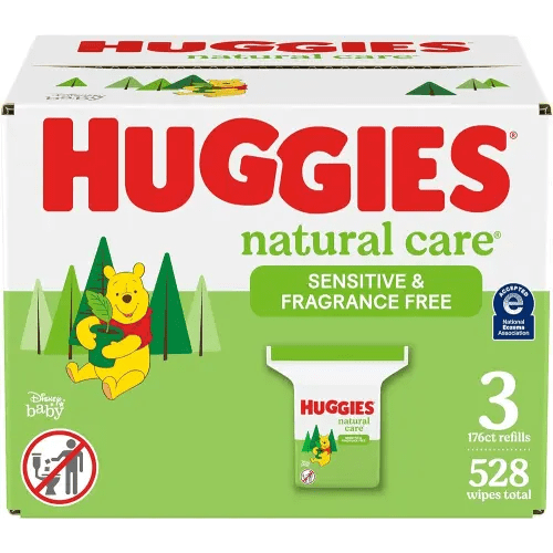 Huggies Natural Care Sensitive Baby Wipes, Unscented, Hypoallergenic, 99% Purified Water, 176 Count(pack of 3)