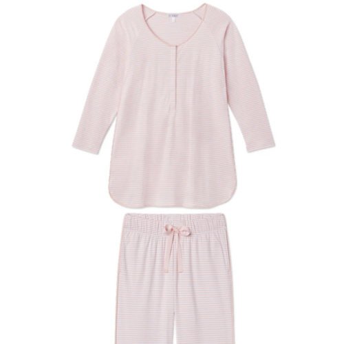 LAKE Pima Cotton Pajamas | English Rose Stripe Maternity Long Long Set