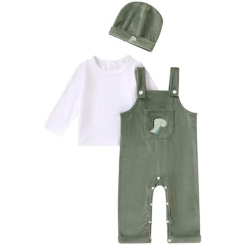 Baby Clothes for Girls Boys Fall Long Sleeve Shirt and Overalls Pants with Hat Infant Outfits