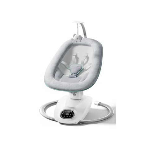 Momcozy CocoSway Baby Swing for Infants to Toddler, 3D-Motion Electric Baby Swing with 6 Motions & 4-Speeds, Remote Control, Infant Swing with 8 Preset Lullabies for Baby Boy Girl Up to 20 lbs, Haze