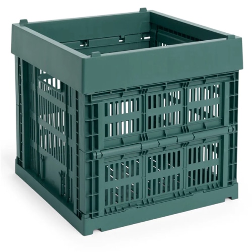 HAY Recycled Plastic Collapsible Color Crate - Dark Green