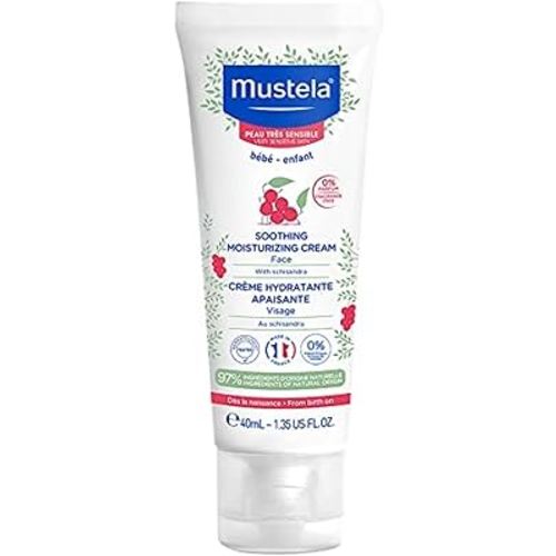 Mustela Baby Soothing Moisturizing Cream - Face Moisturizer for Very Sensitive Skin - with Natural Avocado & Schizandra Berry - Fragrance-Free - 1.35 fl. oz.
