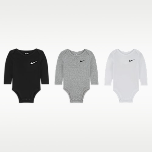 Nike Essentials Baby 3-Pack Long Sleeve 6M Bodysuits. Nike.com