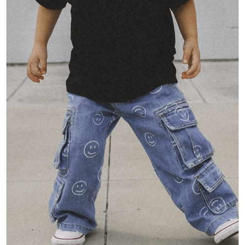 Smiley Face Baggy Jeans Blue