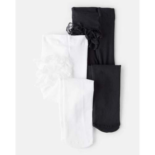 Baby Girl 2-Pack Tights - Black/White | Carter's