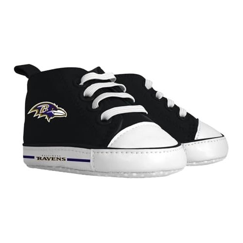 MasterPieces - NFL Baby Pre-Walkers Shoes, Officially Licensed Baltimore Ravens Football, High Top Sneakers, Soft Anti-Slip Soles, Boys and Girls, 0-6 Months Multicolor