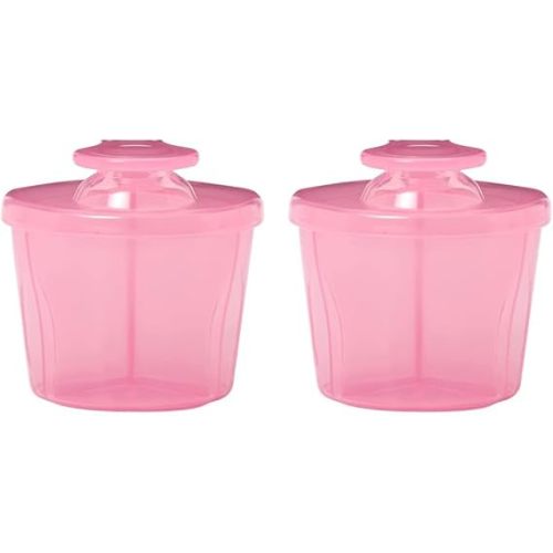 Dr. Brown's Baby Formula Dispenser with Snap-On Lid for On-The-Go Feedings,Milk Powder Dispenser for Traveling with Infant,Pink Pack of 2
