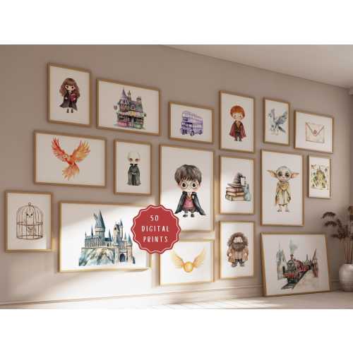 Wizard Nursery Print Set of 50| Wizarding World Name Print | Magic Kids Room Wall Art | Wizard Theme Baby Gift | New-born Gift | Potter Baby