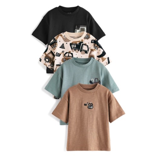 Kids' Digger Assorted 4-Pack Cotton T-Shirts, 12-18M