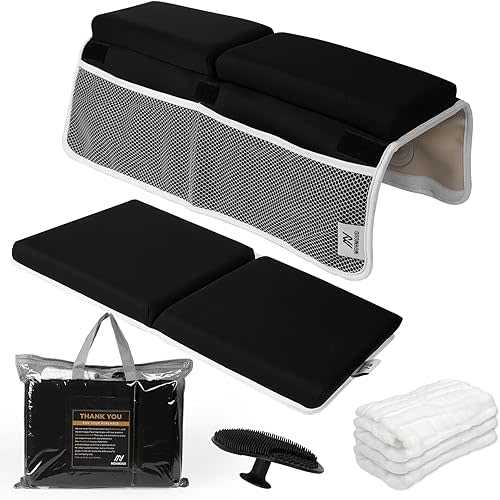 Baby Bath Kneeler and Elbow Rest Pad Set | Extra Thick Padding, Non-Slip, Machine Washable, Odorless - Includes Baby Bath Accessories in a Gift Ready Tote Bag - Baby & Toddler Bath Essentials