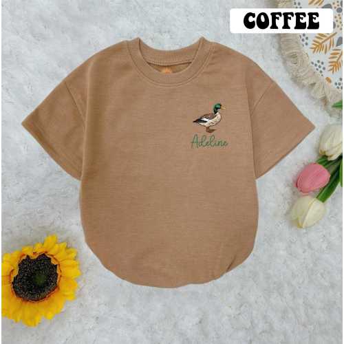 Personalized Monogram Duck Baby Romper Short Sleeves, Mallard Duck Baby Boy Romper, Baby Boy Coming Home Clothes