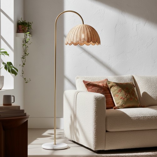 Minimalist Boho Natural Rattan Floor Lamp