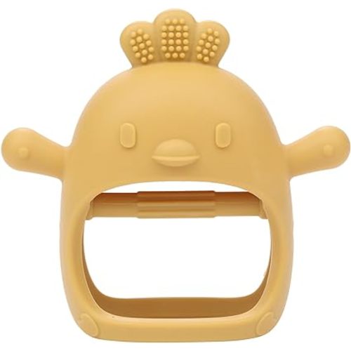 Baby Teething Toys,Baby Teething Relief Toys,Silicone Baby Teething Mitt Toy for Soothing Sore Gums,BPA Free Anti-Drop Mitten Baby Chew Toys for Sucking Needs,Baby Teething Relief Assistant - Yellow