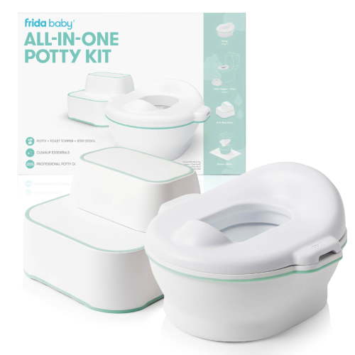 Frida Baby All in One Potty Kit with Toilet Topper Potty Seat, and Step Stool, Unisex, 9 Pieces