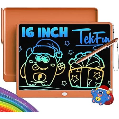 TEKFUN LCD Writing Tablet for Adults, Large Doodle Board, 16 Inch Colorful Drawing Tablet Writing Pad, Toddler Toys for 3 4 5 6 7 8 9 Year Old Girls Boys Teen, Birthday Gifts for Kids (Orange)