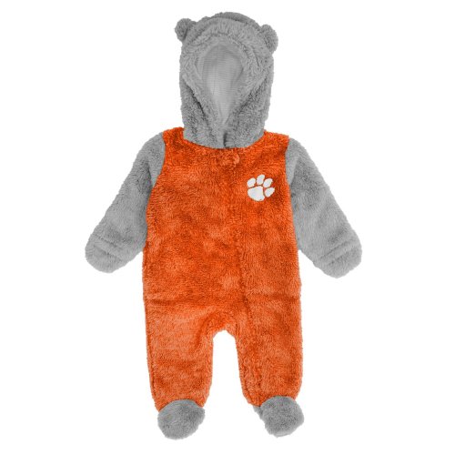Newborn /Gray Clemson Tigers Game Nap Teddy Fleece Bunting Full-Zip Sleeper