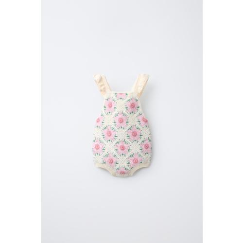 CROCHETED FLOWER ROMPER - Ecru | ZARA United States