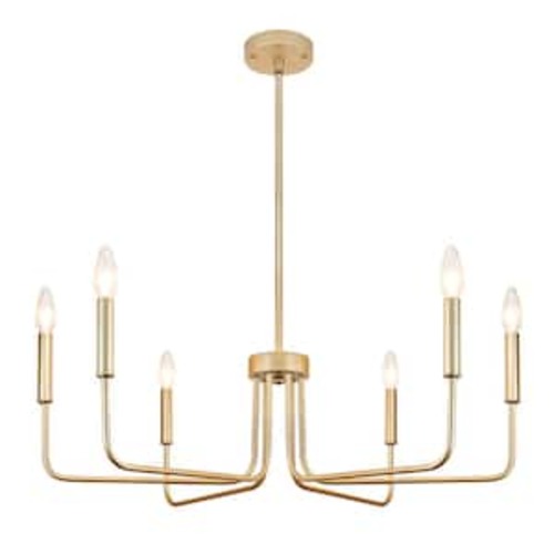 6-Light Farmhouse gold Chandeliers for Dining Room, Rustic Candle Chandelier Light Fixture