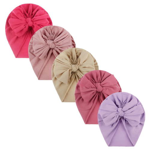 Toddler Kids Baby Girls Solid Bow Knotted Hat Beanie Headwear Accessories 5Pcs Summer Baby Bucket Cap