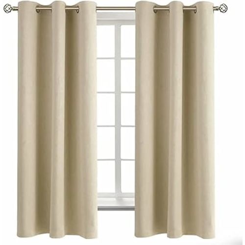BGment Beige Room Darkening Curtains 63 Inches Long 2 Panels Set, Sunlight Blocking Thermal Insulated Grommet Window Treatment Drapes for Bedroom, Each Panel 42 x 63 Inch