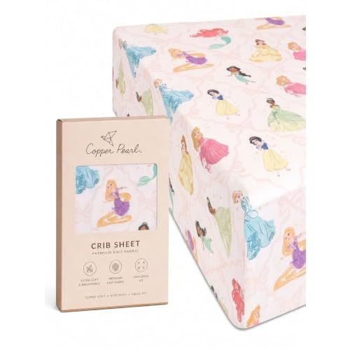 Premium Fitted Knit Crib Sheet/Toddler Sheet Disney Princess by Copper Pearl
