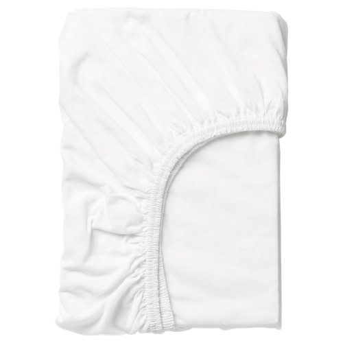 LEN Crib fitted sheet - white/jersey 70x132 cm (27 1/2x52 ")