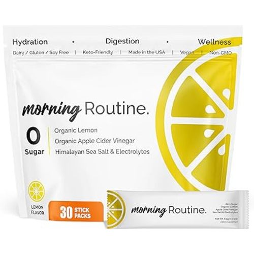 ROUTINE Morning Daily Hydration | Electrolyte Powder Packets | Lemon, Apple Cider Vinegar & Sea Salt Drink Mix | Sugar-Free, Keto & Paleo-Friendly | 3rd-Party Tested Electrolyte Drink Mix, 30 Sticks